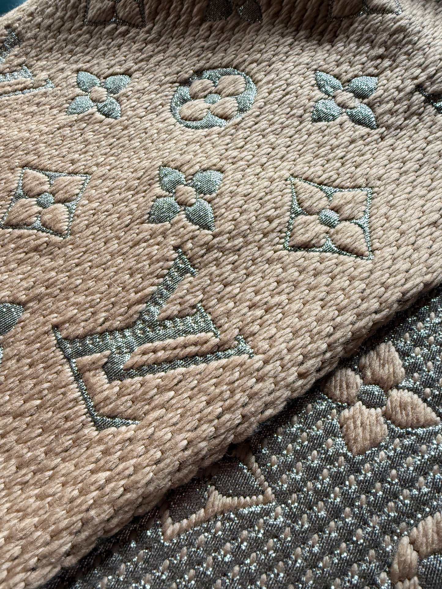 Louis Vuitton Logomania Scarf — Beige, Wool/Metallic Thread, New with Tag