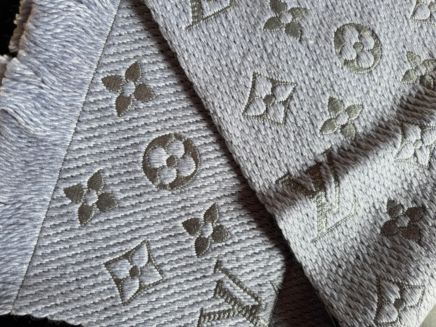 Louis Vuitton Logomania Scarf — Light Blue &amp; Lilac, Wool/Metallic Thread