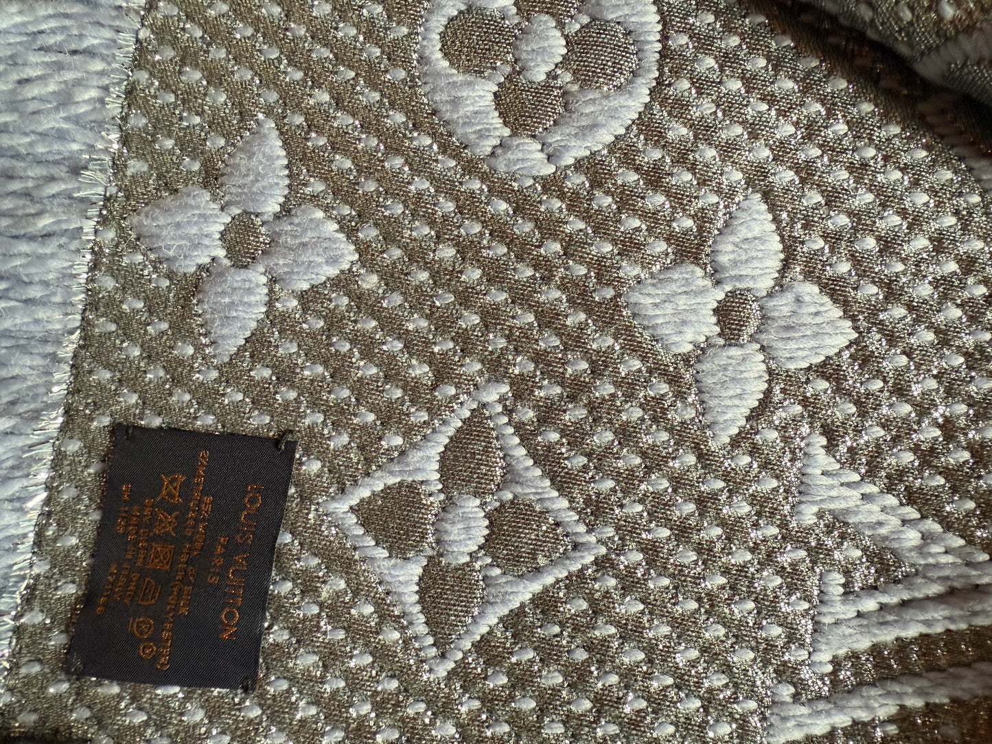 Louis Vuitton Logomania Scarf — Light Blue &amp; Lilac, Wool/Metallic Thread