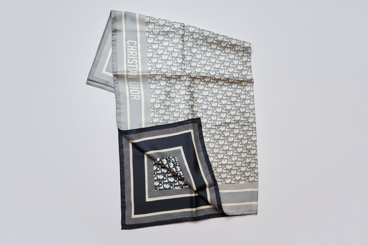 Christian Dior Silk Foulard — Double-Sided, 90×90 cm