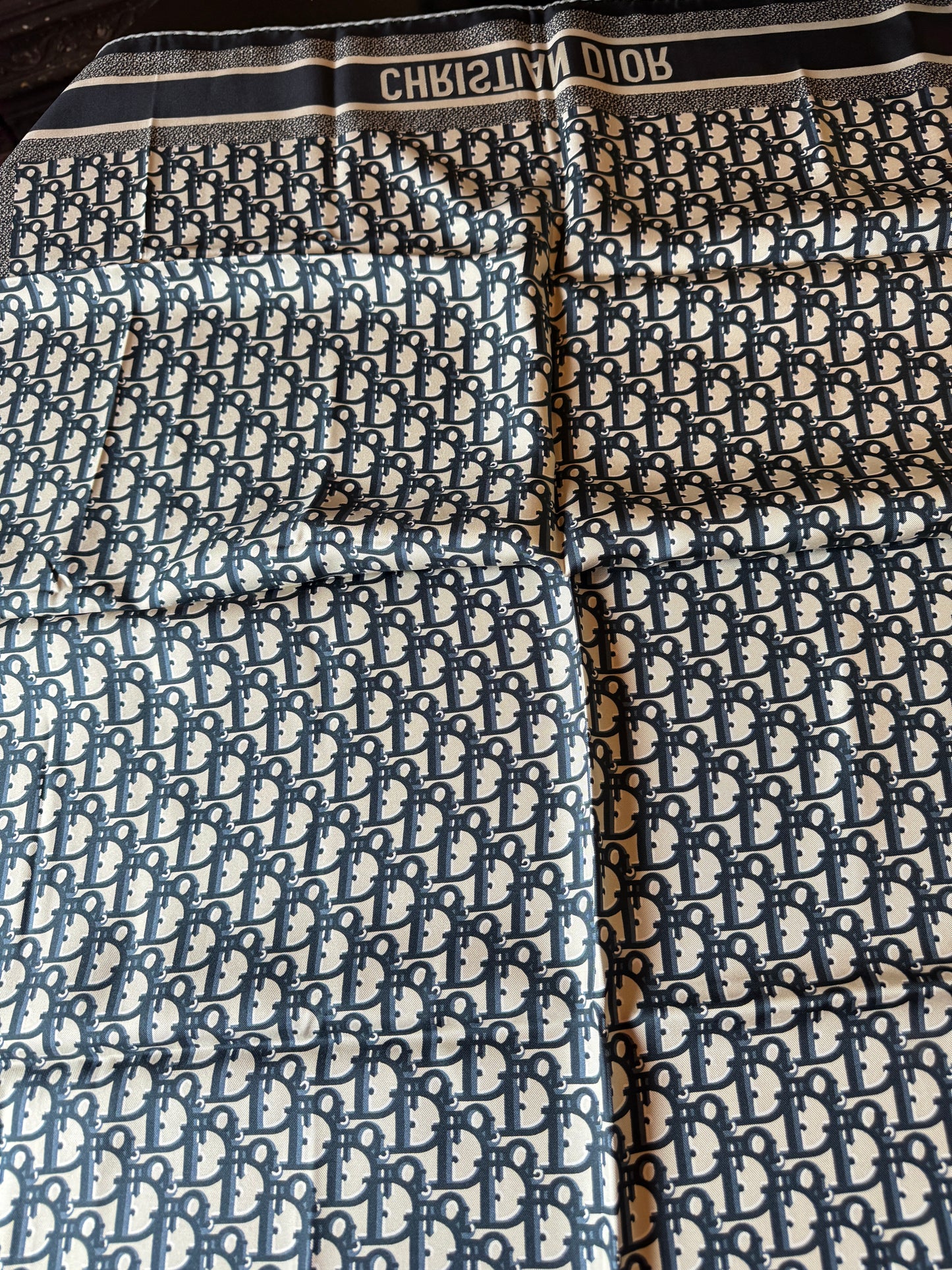 Christian Dior Silk Foulard — Double-Sided, 90×90 cm